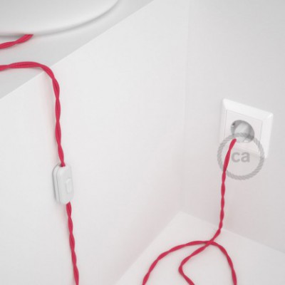 Cableado para lámpara, cable TM08 Efecto Seda Fuchsia 1,8m. Elige tu el color de la clavija y del interruptor!