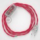 Cableado para lámpara, cable TM08 Efecto Seda Fuchsia 1,8m. Elige tu el color de la clavija y del interruptor!
