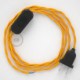 Cableado para lámpara, cable TM10 Efecto Seda Amarillo 1,8m. Elige tu el color de la clavija y del interruptor!
