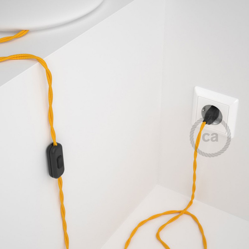 Cableado para lámpara, cable TM10 Efecto Seda Amarillo 1,8m. Elige tu el color de la clavija y del interruptor!