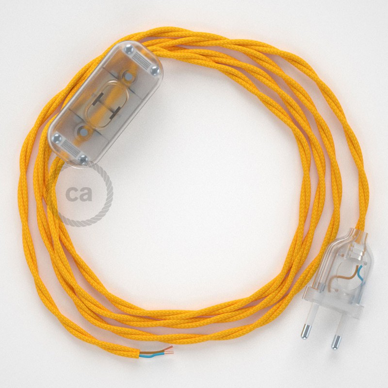 Cableado para lámpara, cable TM10 Efecto Seda Amarillo 1,8m. Elige tu el color de la clavija y del interruptor!
