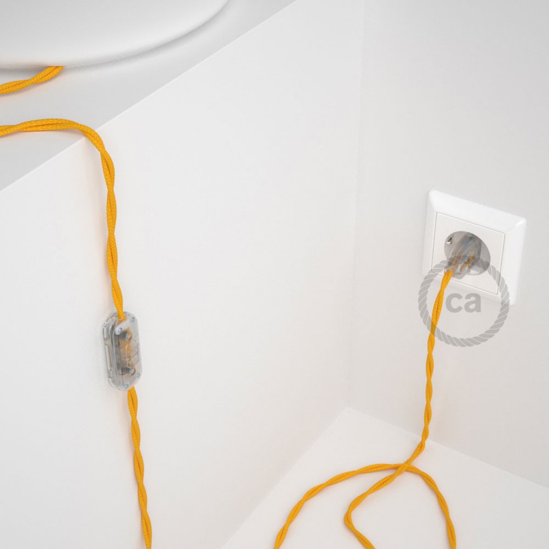 Cableado para lámpara, cable TM10 Efecto Seda Amarillo 1,8m. Elige tu el color de la clavija y del interruptor!