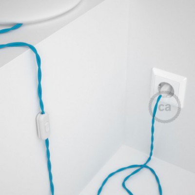 Cableado para lámpara, cable TM11 Efecto Seda Celeste 1,8m. Elige tu el color de la clavija y del interruptor!