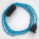 Cableado para lámpara, cable TM11 Efecto Seda Celeste 1,8m. Elige tu el color de la clavija y del interruptor!