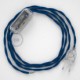 Cableado para lámpara, cable TM12 Efecto Seda Azul 1,8m. Elige tu el color de la clavija y del interruptor!