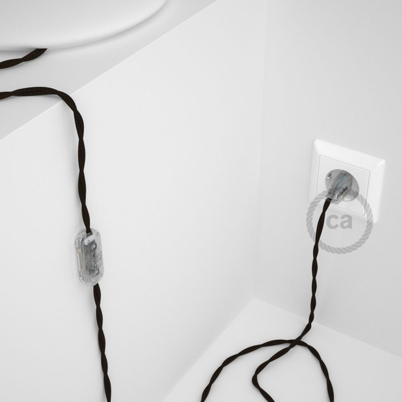 Cableado para lámpara, cable TM13 Efecto Seda Marrón 1,8m. Elige tu el color de la clavija y del interruptor!