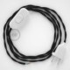 Cableado para lámpara, cable TM04 Efecto Seda Negro 1,8m. Elige tu el color de la clavija y del interruptor!