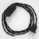 Cableado para lámpara, cable TM04 Efecto Seda Negro 1,8m. Elige tu el color de la clavija y del interruptor!
