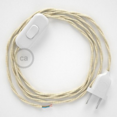 Cableado para lámpara, cable TM00 Efecto Seda Marfil 1,8m. Elige tu el color de la clavija y del interruptor!