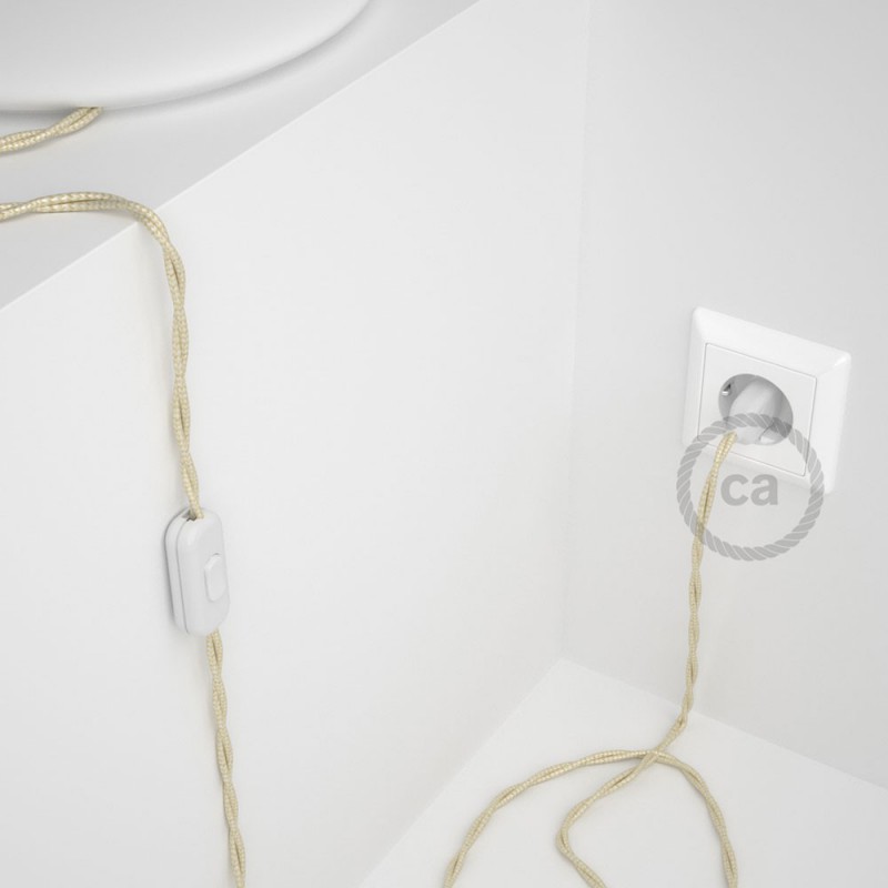Cableado para lámpara, cable TM00 Efecto Seda Marfil 1,8m. Elige tu el color de la clavija y del interruptor!