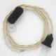 Cableado para lámpara, cable TM00 Efecto Seda Marfil 1,8m. Elige tu el color de la clavija y del interruptor!