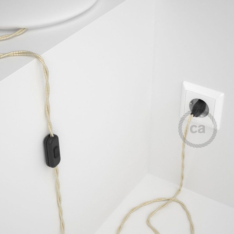 Cableado para lámpara, cable TM00 Efecto Seda Marfil 1,8m. Elige tu el color de la clavija y del interruptor!