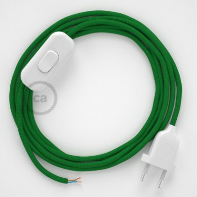 Cableado para lámpara, cable RM06 Efecto Seda Verde 1,8m. Elige tu el color de la clavija y del interruptor!