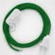 Cableado para lámpara, cable RM06 Efecto Seda Verde 1,8m. Elige tu el color de la clavija y del interruptor!