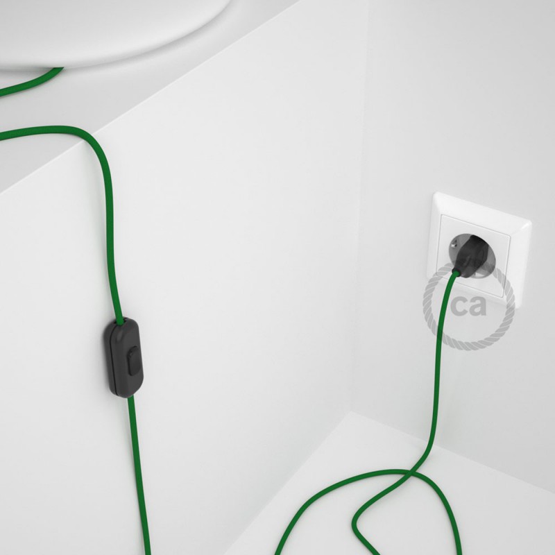 Cableado para lámpara, cable RM06 Efecto Seda Verde 1,8m. Elige tu el color de la clavija y del interruptor!