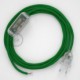 Cableado para lámpara, cable RM06 Efecto Seda Verde 1,8m. Elige tu el color de la clavija y del interruptor!