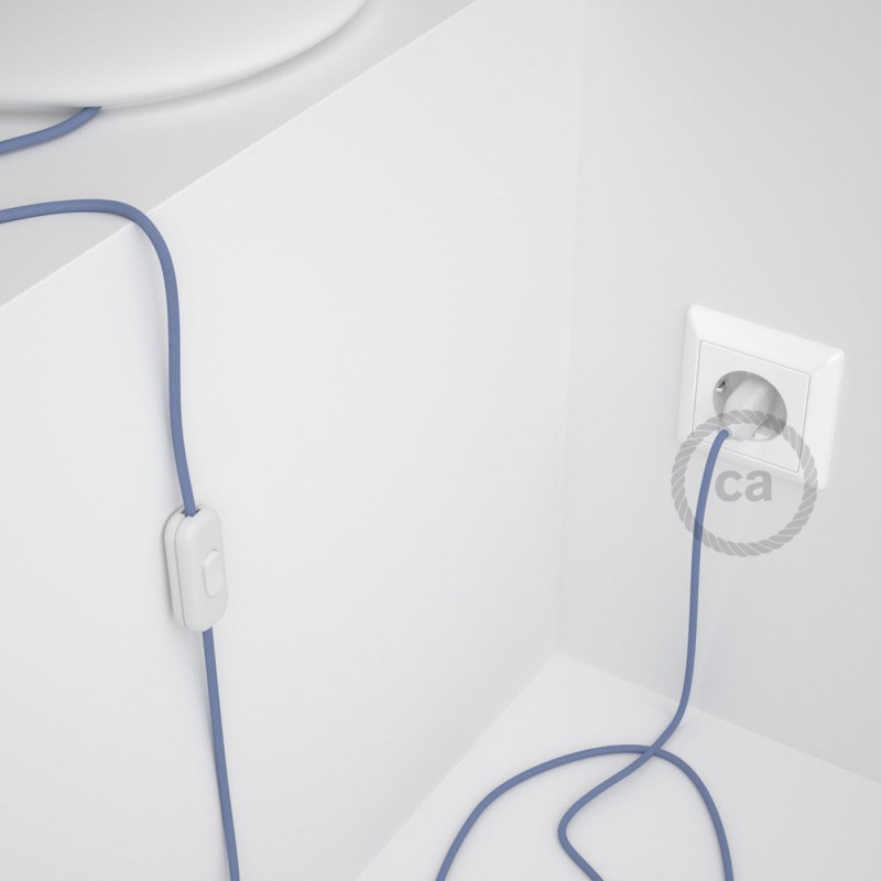 Cableado para lámpara, cable RM07 Efecto Seda Lila 1,8m. Elige tu el color de la clavija y del interruptor!