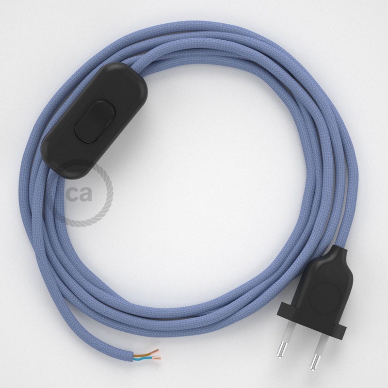Cableado para lámpara, cable RM07 Efecto Seda Lila 1,8m. Elige tu el color de la clavija y del interruptor!