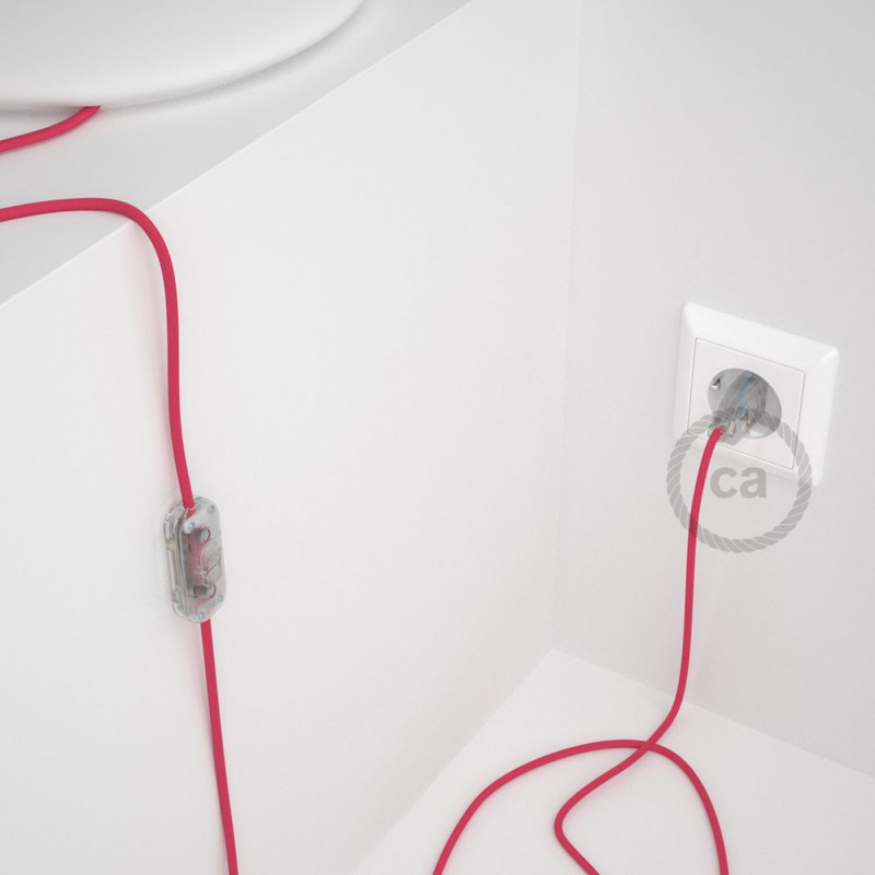 Cableado para lámpara, cable RM08 Efecto Seda Fuchsia 1,8m. Elige tu el color de la clavija y del interruptor!