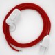 Cableado para lámpara, cable RM09 Efecto Seda Rojo 1,8m. Elige tu el color de la clavija y del interruptor!