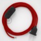 Cableado para lámpara, cable RM09 Efecto Seda Rojo 1,8m. Elige tu el color de la clavija y del interruptor!