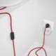Cableado para lámpara, cable RM09 Efecto Seda Rojo 1,8m. Elige tu el color de la clavija y del interruptor!