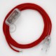 Cableado para lámpara, cable RM09 Efecto Seda Rojo 1,8m. Elige tu el color de la clavija y del interruptor!
