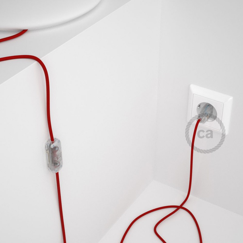 Cableado para lámpara, cable RM09 Efecto Seda Rojo 1,8m. Elige tu el color de la clavija y del interruptor!