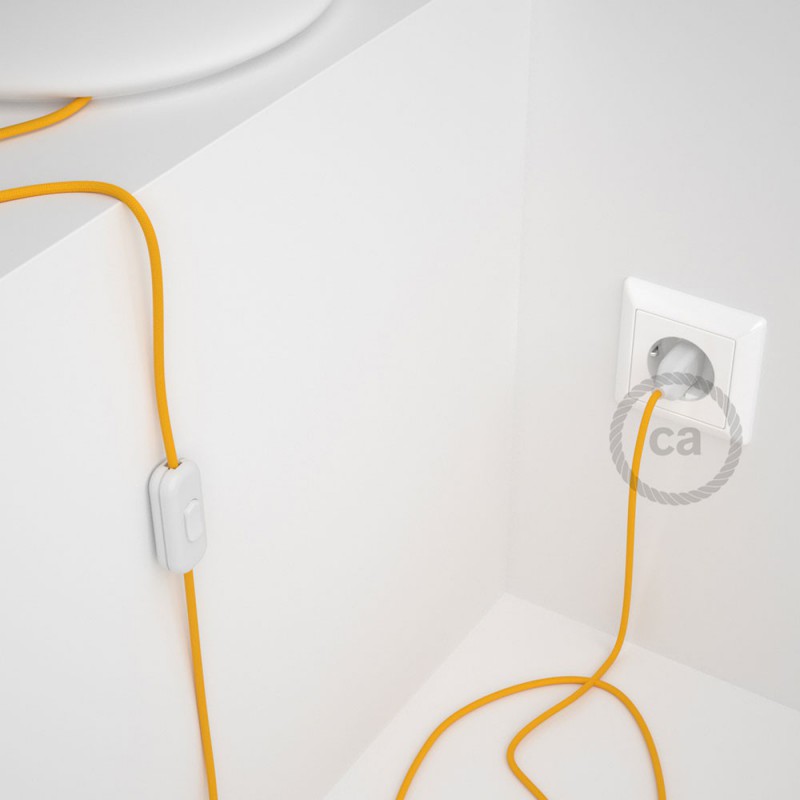 Cableado para lámpara, cable RM10 Efecto Seda Amarillo 1,8m. Elige tu el color de la clavija y del interruptor!