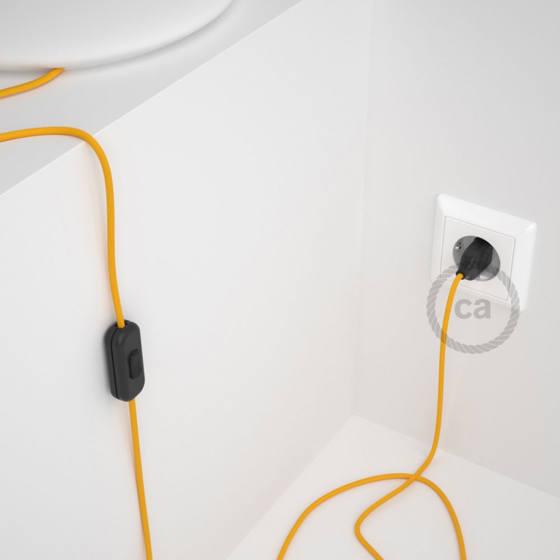 Cableado para lámpara, cable RM10 Efecto Seda Amarillo 1,8m. Elige tu el color de la clavija y del interruptor!