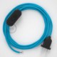 Cableado para lámpara, cable RM11 Efecto Seda Celeste 1,8m. Elige tu el color de la clavija y del interruptor!