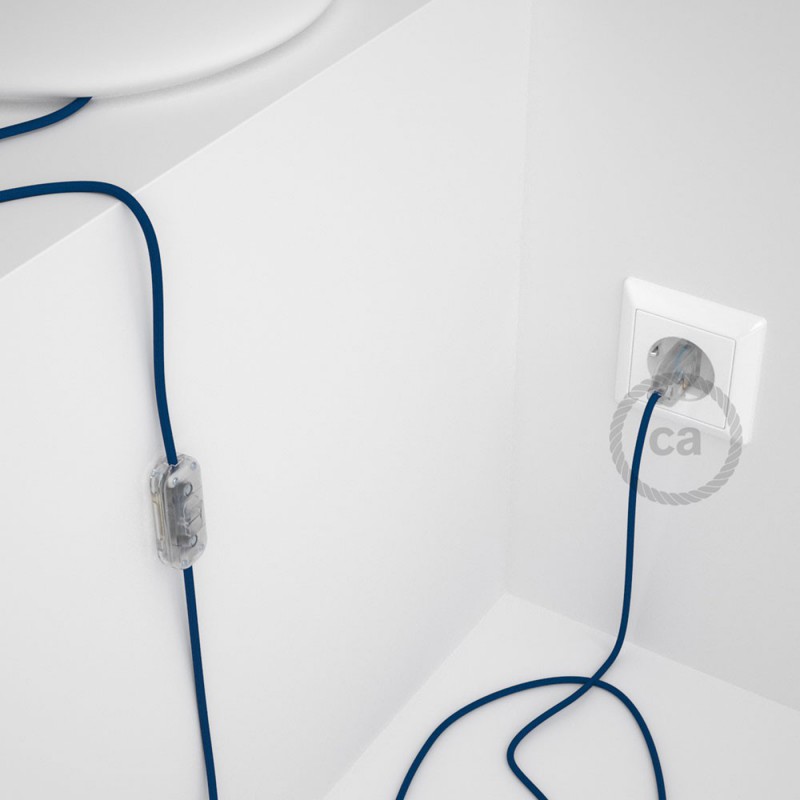 Cableado para lámpara, cable RM12 Efecto Seda Azul 1,8m. Elige tu el color de la clavija y del interruptor!