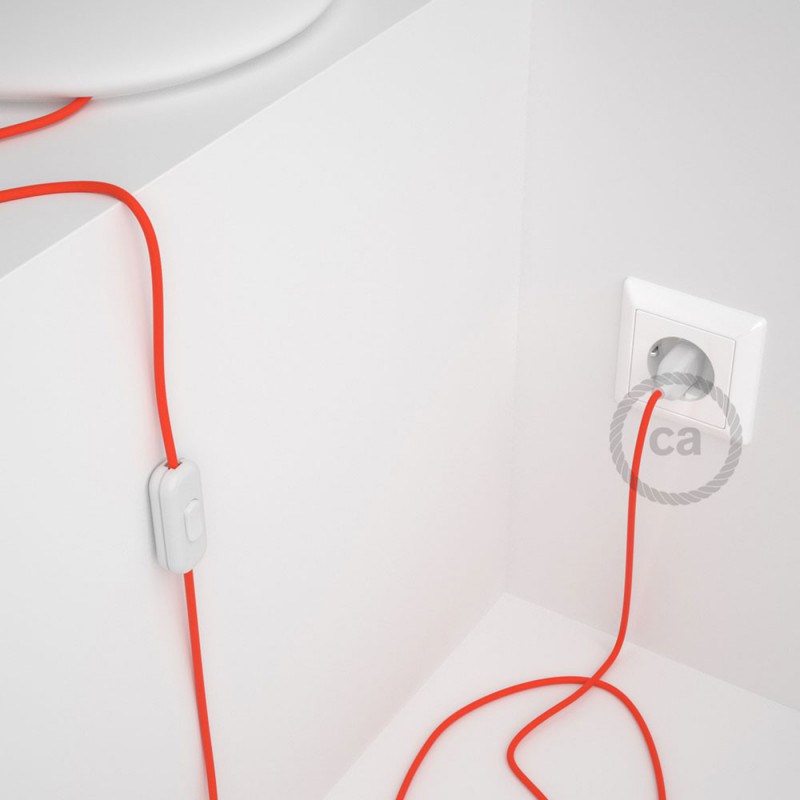 Cableado para lámpara, cable RF15 Efecto Seda Naranja Flùo 1,8m. Elige tu el color de la clavija y del interruptor!