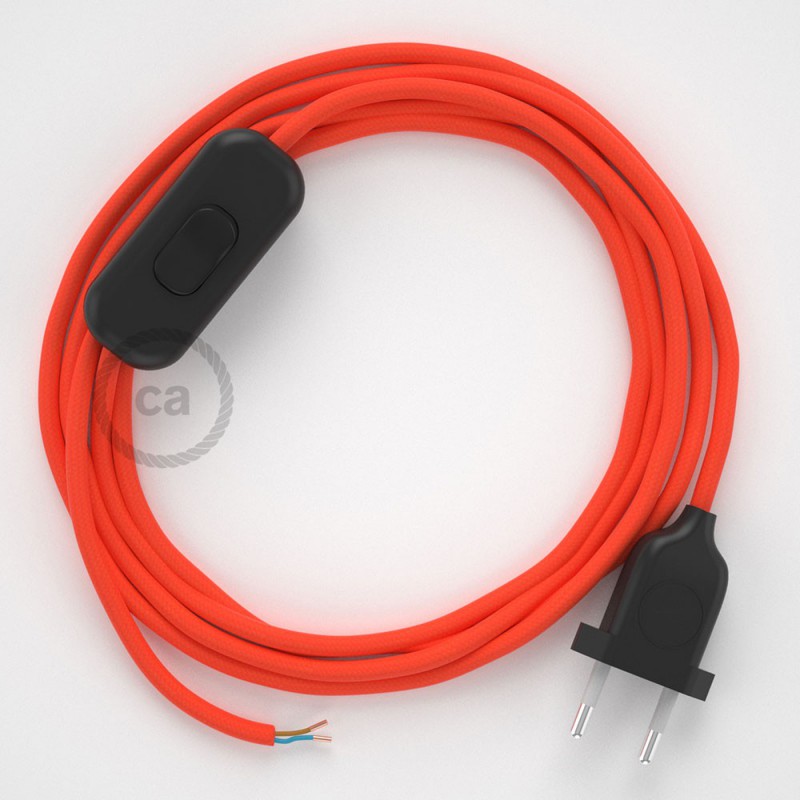 Cableado para lámpara, cable RF15 Efecto Seda Naranja Flùo 1,8m. Elige tu el color de la clavija y del interruptor!