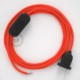 Cableado para lámpara, cable RF15 Efecto Seda Naranja Flùo 1,8m. Elige tu el color de la clavija y del interruptor!