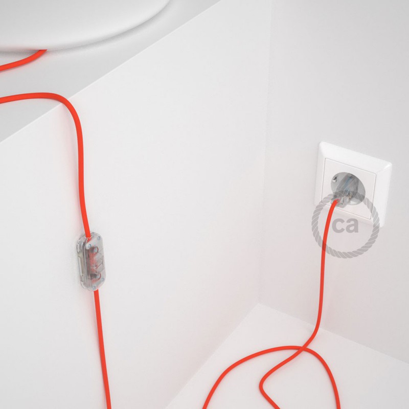 Cableado para lámpara, cable RF15 Efecto Seda Naranja Flùo 1,8m. Elige tu el color de la clavija y del interruptor!