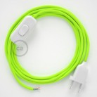 Cableado para lámpara, cable RF10 Efecto Seda Amarillo Flúo 1,8m. Elige tu el color de la clavija y del interruptor!
