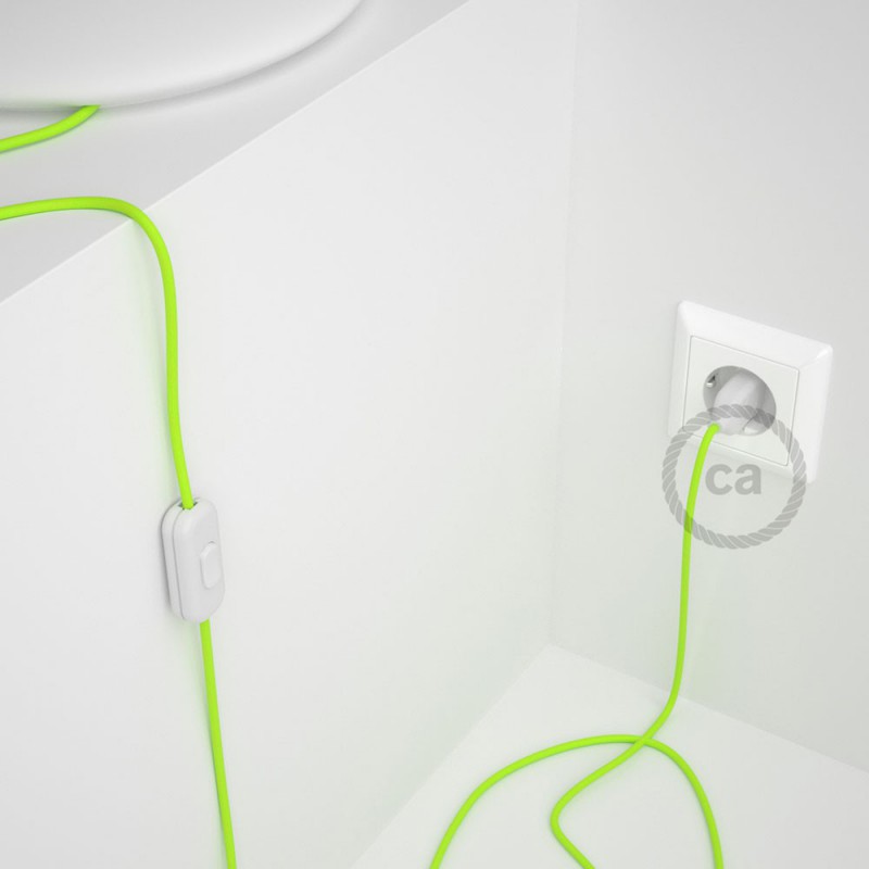 Cableado para lámpara, cable RF10 Efecto Seda Amarillo Flúo 1,8m. Elige tu el color de la clavija y del interruptor!