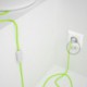 Cableado para lámpara, cable RF10 Efecto Seda Amarillo Flúo 1,8m. Elige tu el color de la clavija y del interruptor!