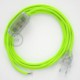 Cableado para lámpara, cable RF10 Efecto Seda Amarillo Flúo 1,8m. Elige tu el color de la clavija y del interruptor!