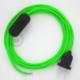 Cableado para lámpara, cable RF06 Efecto Seda Verde Flùo 1,8m. Elige tu el color de la clavija y del interruptor!