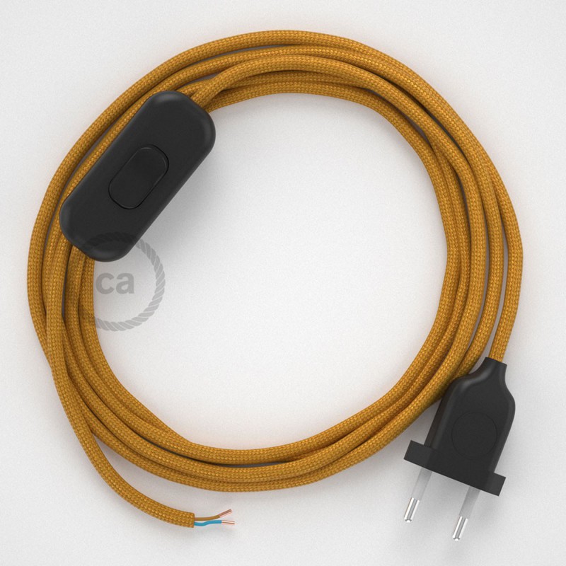 Cableado para lámpara, cable RM05 Efecto Seda Dorado 1,8m. Elige tu el color de la clavija y del interruptor!