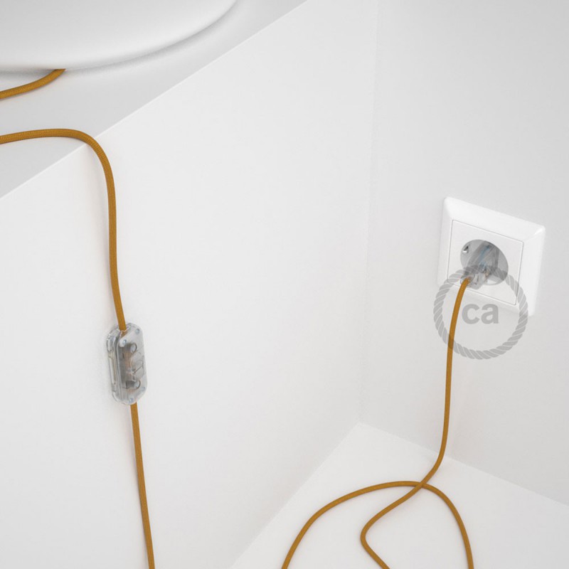 Cableado para lámpara, cable RM05 Efecto Seda Dorado 1,8m. Elige tu el color de la clavija y del interruptor!