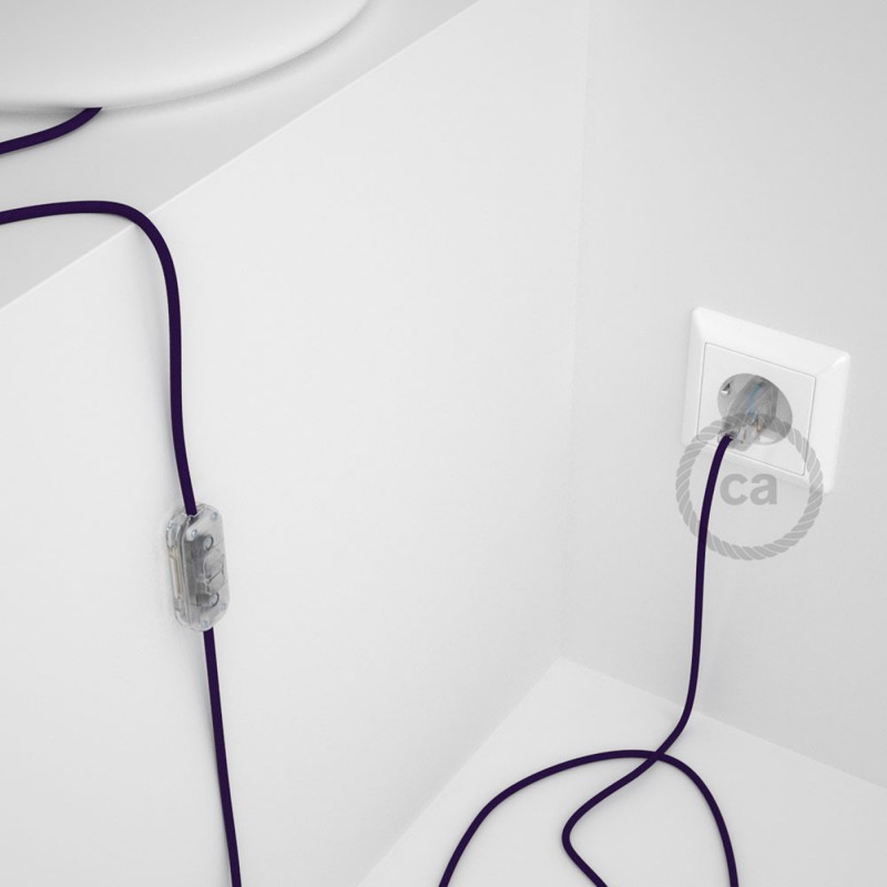 Cableado para lámpara, cable RM14 Efecto Seda Púrpura 1,8m. Elige tu el color de la clavija y del interruptor!