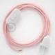 Cableado para lámpara, cable RM16 Efecto Seda Rosa Bebé 1,8m. Elige tu el color de la clavija y del interruptor!