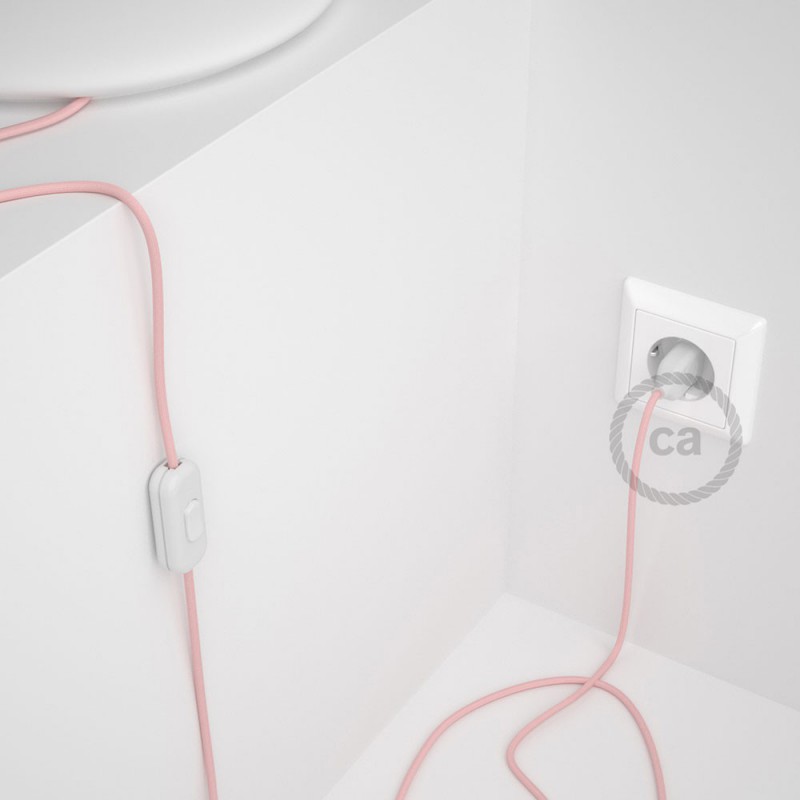 Cableado para lámpara, cable RM16 Efecto Seda Rosa Bebé 1,8m. Elige tu el color de la clavija y del interruptor!