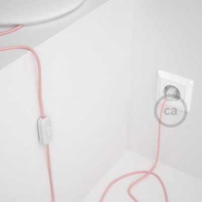 Cableado para lámpara, cable RM16 Efecto Seda Rosa Bebé 1,8m. Elige tu el color de la clavija y del interruptor!