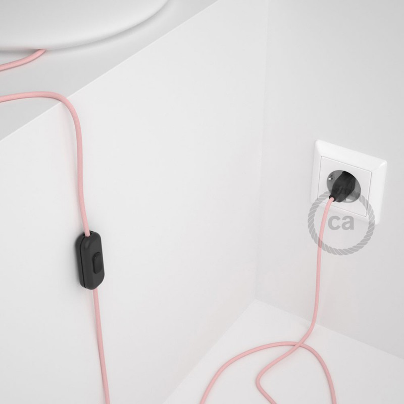 Cableado para lámpara, cable RM16 Efecto Seda Rosa Bebé 1,8m. Elige tu el color de la clavija y del interruptor!