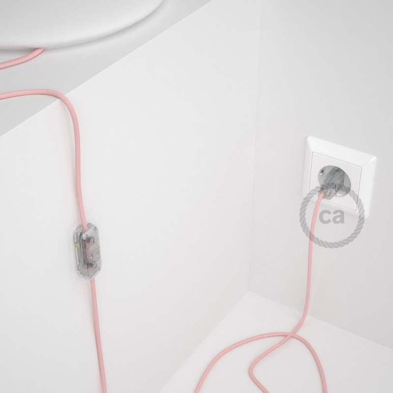 Cableado para lámpara, cable RM16 Efecto Seda Rosa Bebé 1,8m. Elige tu el color de la clavija y del interruptor!