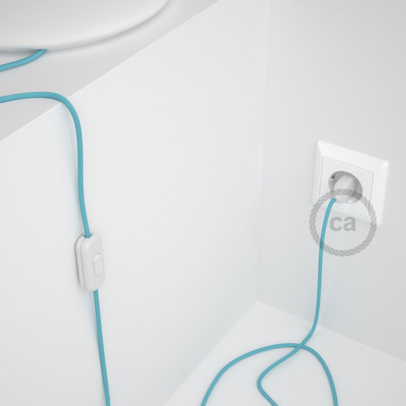 Cableado para lámpara, cable RM17 Efecto Seda Celeste Bebé 1,8m. Elige tu el color de la clavija y del interruptor!